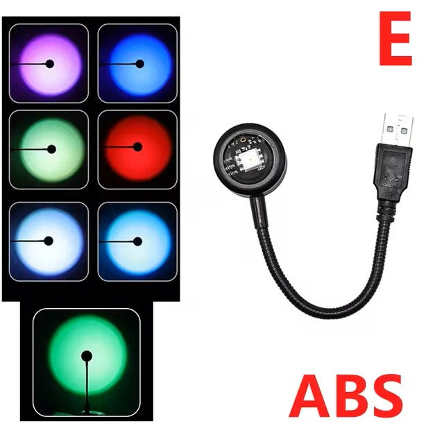 جهاز عرض ضوء قوس قزح ليلي بمنفذ USB LED لغروب الشمس