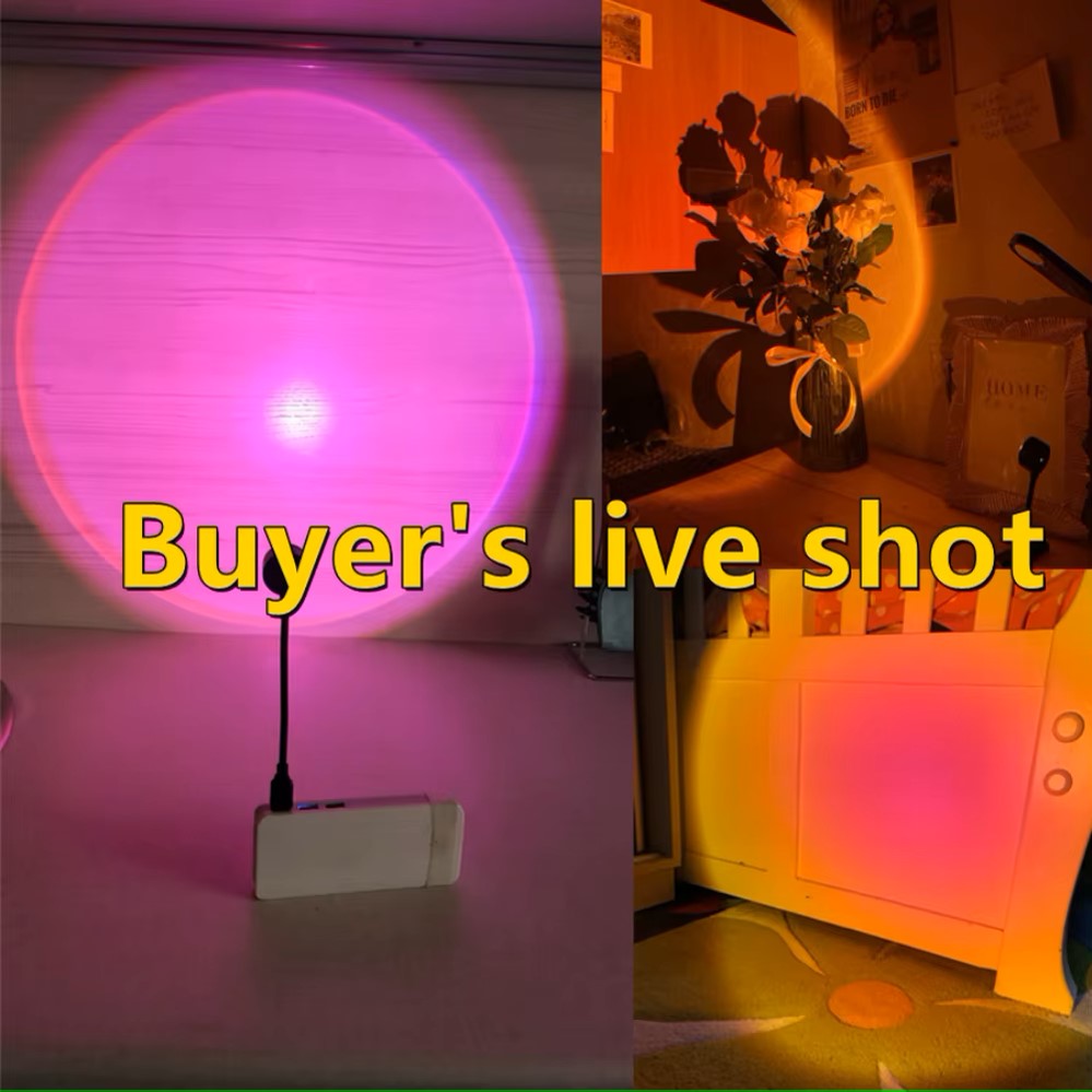 جهاز عرض ضوء قوس قزح ليلي بمنفذ USB LED لغروب الشمس