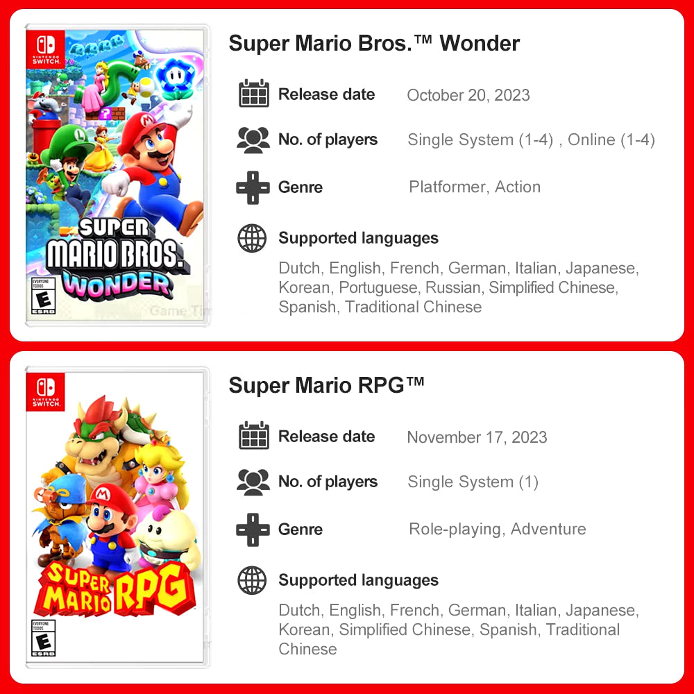 Super Mario Nintendo Switch Games Mario Bros Wonder Kart 8 RPG Mario Strikers Odyssey 3D World Fury U Deluxe Party Superstars dealshavens