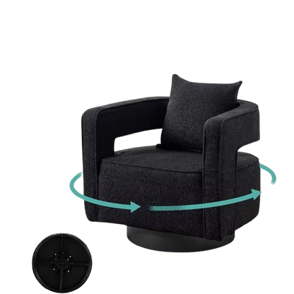 Swivel Barrel Accent Chair Set of 2,Modern Round Boucle Arm Chair with Black Base,26"D x 28.95"W x 32.67"H