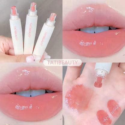 TATIBEAUTY Lip Jelly Essence Hydrating Lipstick Lip Gloss Lip Gloss Mirror Lip Gloss Lipstick Tender Pink Student Makeup