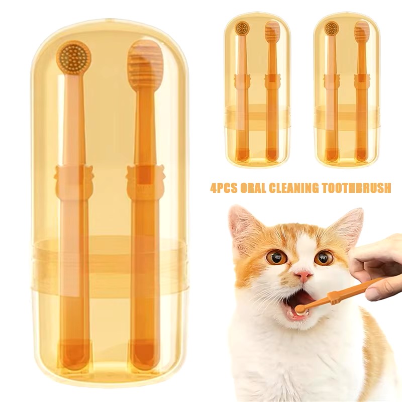 Teeth Whitening Dog Cat Silicone Soft Toothbrush Oral Care Puppy Toothbrush Toothpaste Pet Kit Teeth Cleaning Pet Supplies Dealshavens