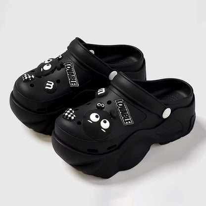 Thick Bottom Sandals For Women Black White Slippers Outdoor Fashion Pearl Luxurious Diamond DIY Garden Sandals Clogs Water Shoes Dealshavens