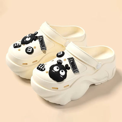 Thick Bottom Sandals For Women Black White Slippers Outdoor Fashion Pearl Luxurious Diamond DIY Garden Sandals Clogs Water Shoes Dealshavens