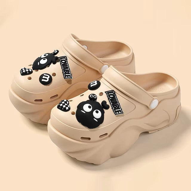 Thick Bottom Sandals For Women Black White Slippers Outdoor Fashion Pearl Luxurious Diamond DIY Garden Sandals Clogs Water Shoes Dealshavens