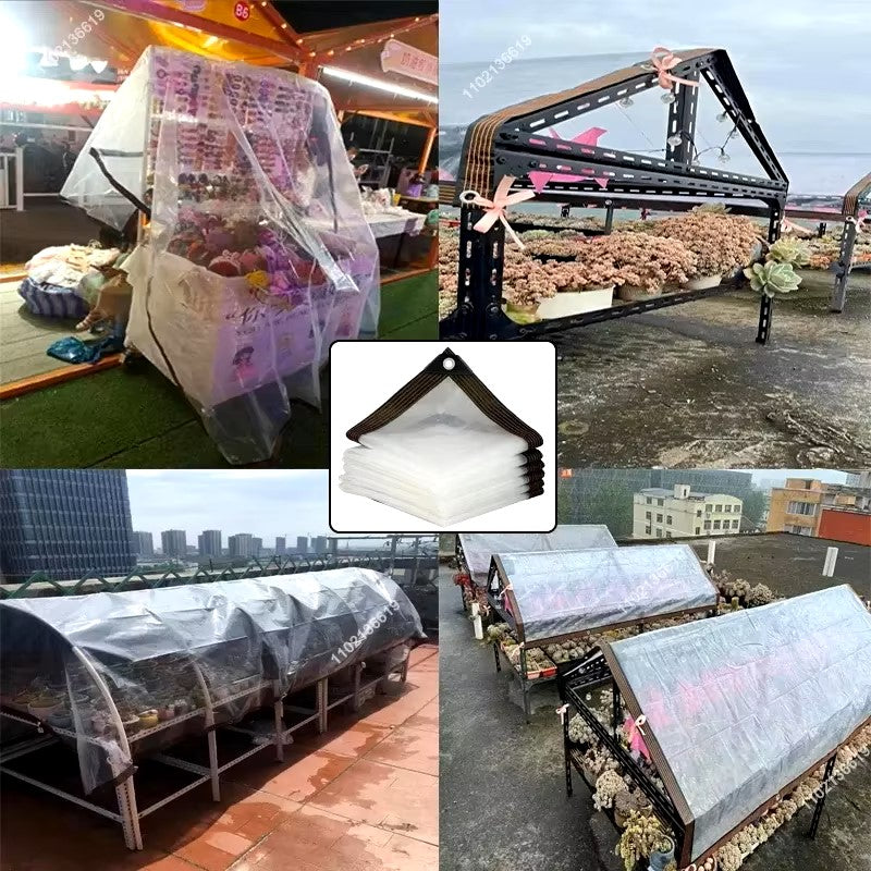 Thicken Transparent Waterproof Tarpaulin Garden Rainproof Clear Poly Tarp Plant Cover Insulation Shed Cloth with Grommets Dealshavens