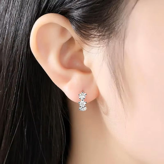 Top Sale 925 Sterling Silver Needle Earrings for Women's Wedding Fashion High Quality Jewelry Crystal Zircon Flower Cute Stud dealshavens