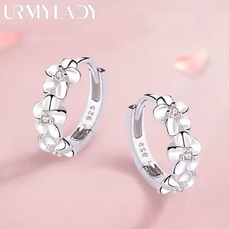 Top Sale 925 Sterling Silver Needle Earrings for Women's Wedding Fashion High Quality Jewelry Crystal Zircon Flower Cute Stud dealshavens