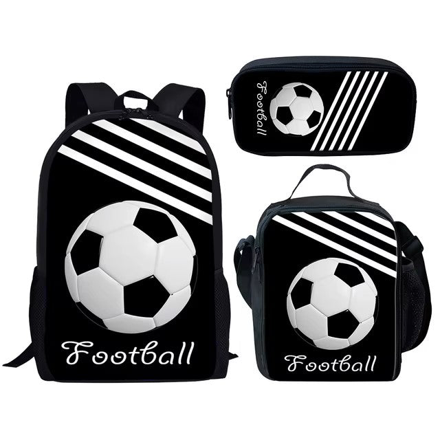 Trendy Youthful Basketball Football Baseball 3D Print 3pcs/Set Travel bags Laptop Daypack Backpack Lunch Bag Pencil Case