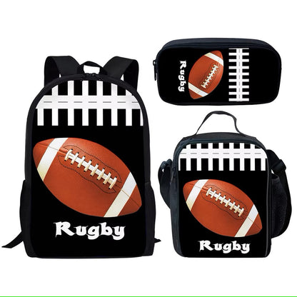 Trendy Youthful Basketball Football Baseball 3D Print 3pcs/Set Travel bags Laptop Daypack Backpack Lunch Bag Pencil Case