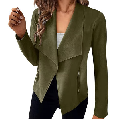 "Motorcycle Jacket for Women – Zipper Bomber Coat 2024"