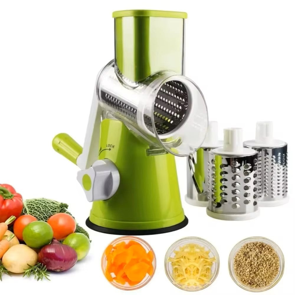 Kitchen Cheese Chopper Manual Vegetable Cutter & Slicer Machine With Three Sharp Drums Garlic Potato Shredder with multiple functions - Dealshavens