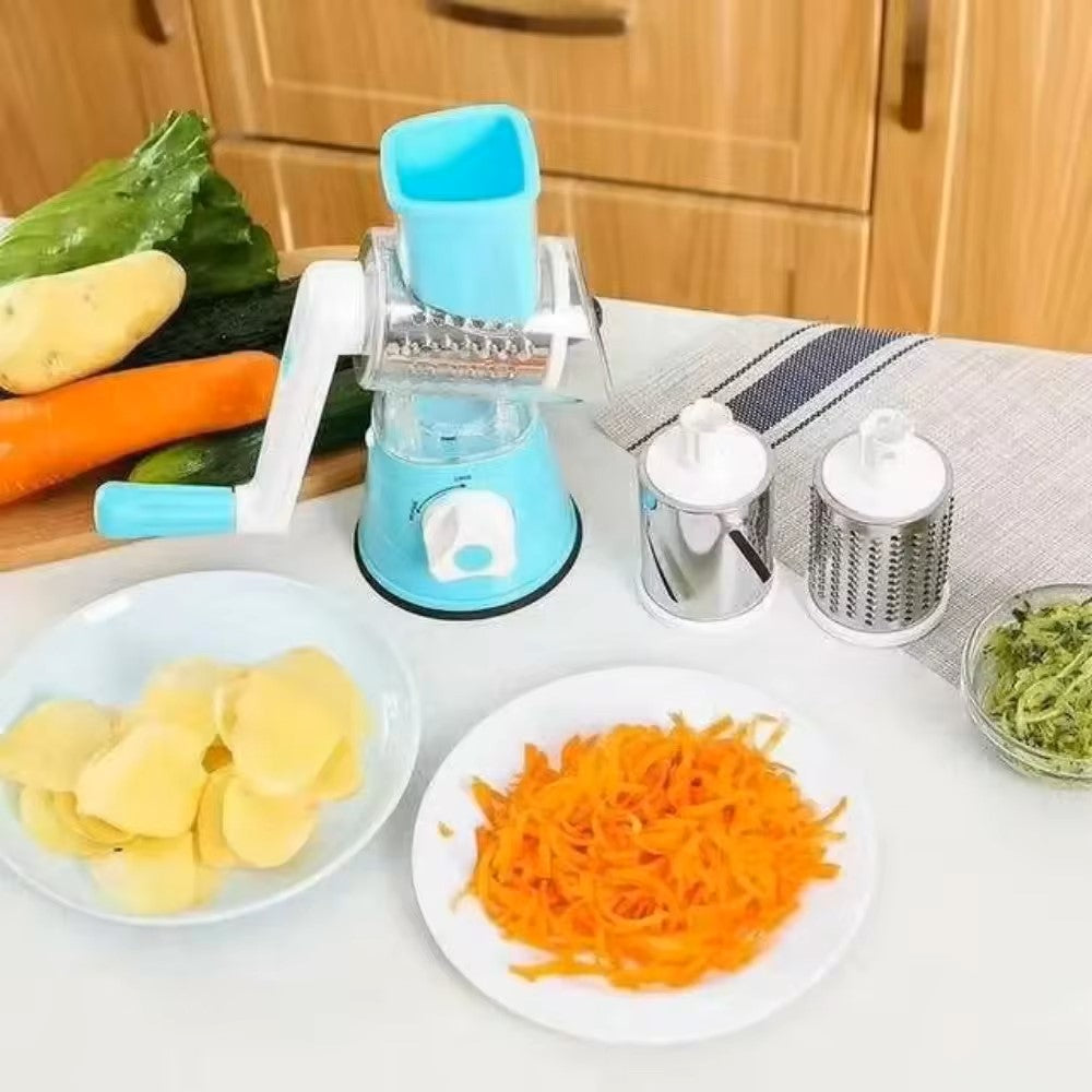 Kitchen Cheese Chopper Manual Vegetable Cutter & Slicer Machine With Three Sharp Drums Garlic Potato Shredder with multiple functions - Dealshavens