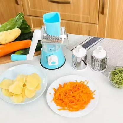 Kitchen Cheese Chopper Manual Vegetable Cutter & Slicer Machine With Three Sharp Drums Garlic Potato Shredder with multiple functions - Dealshavens