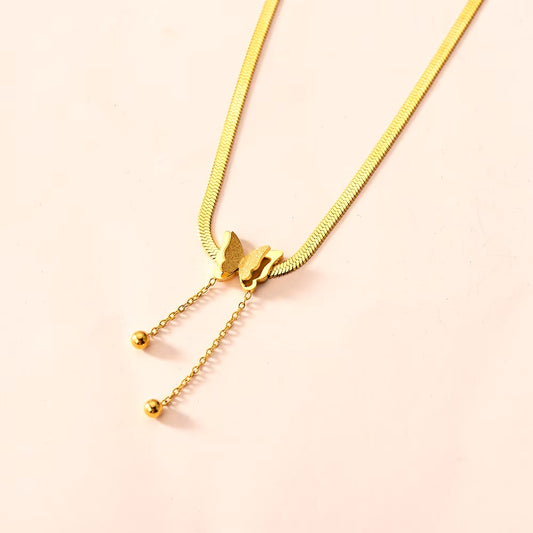 Vintage Butterfly Necklace Women Golden Stainless Steel Blade Snake Chains Aesthetic Charms Choker Women jewelry Gift To Mujer Dealshavens