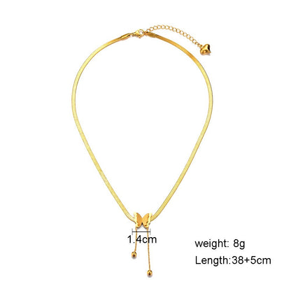 Vintage Butterfly Necklace Women Golden Stainless Steel Blade Snake Chains Aesthetic Charms Choker Women jewelry Gift To Mujer Dealshavens