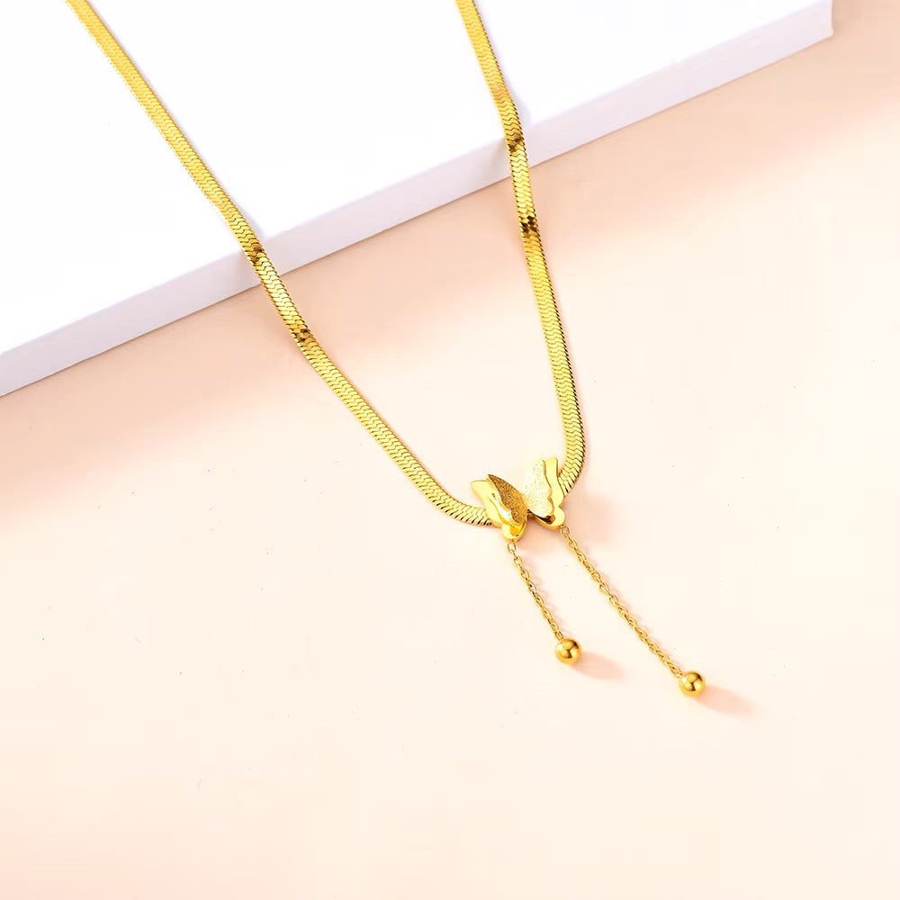 Vintage Butterfly Necklace Women Golden Stainless Steel Blade Snake Chains Aesthetic Charms Choker Women jewelry Gift To Mujer Dealshavens