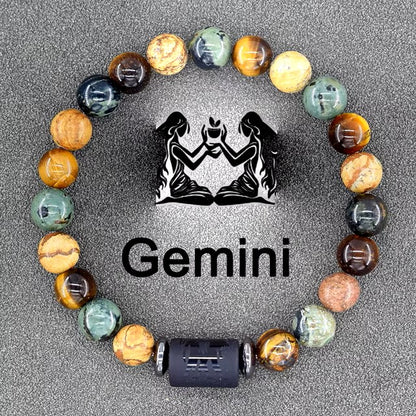 Zodiac Sign Bracelet Homme 12 Constellation Bangles Men Gemini Virgo Leo Libra Bracelet Women Friendship Gift Bracelet on Hand