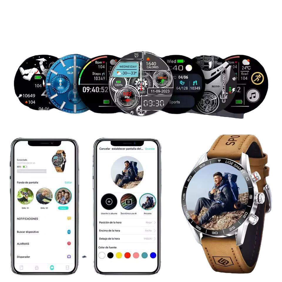 LIGE AMOLED Screen Smart Watch For Men Smart Watch Waterproof Bluetooth Call Smartwatch Fashion Business Clock New Smartband Man