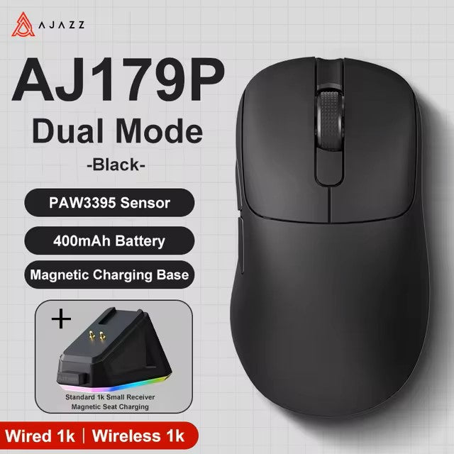 AJAZZ AJ179 PRO PAW3395 Wireless Gaming Mouse with RGB Charging Base 26000DPI Lightweight Ergonomic Mouse for PC Gamer Laptop