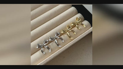 Silver earrings Design Sweet and Cool Style Bow Knot Earrings Women's Simple Elegant Jewelry Gifts Dropshipping