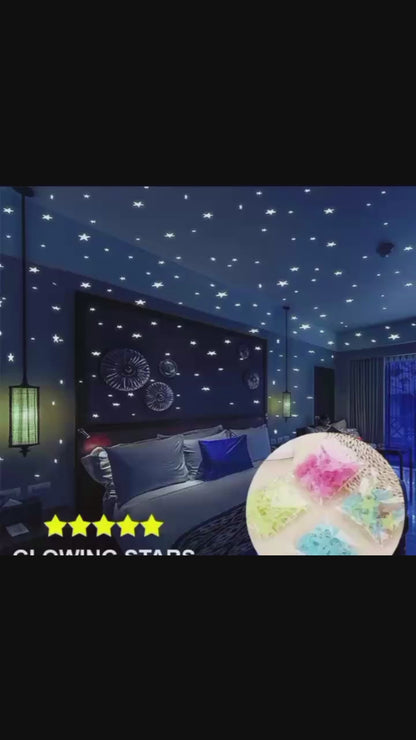 For Kids Room Ceiling Home Festival Party Decoration, PVC Stars Glow Stickers Luminous In Dark Night Fluorescent Wall Art Decals