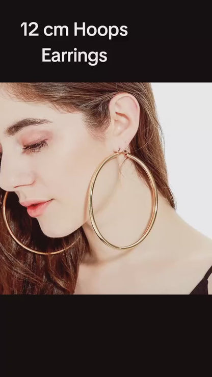 Steel Earrings 1Pairs/2Pcs 10 To 70mm Gold Color Big Round Earrings Trendy Jewelry For Women