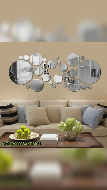 Wall Art 26 PCs 3D Acrylic Mirror Wall Sticker, Bedroom, Bathroom Decoration
