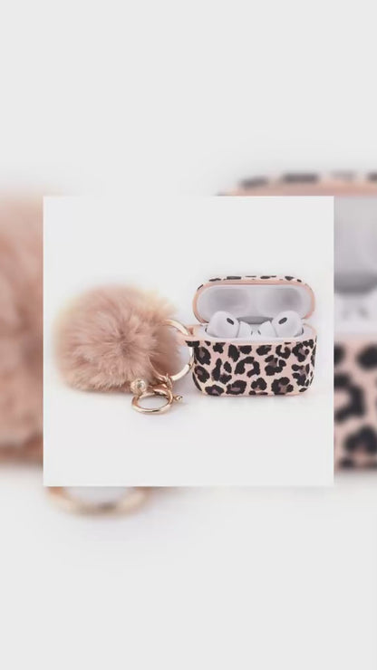 "AirPods Pro Leopard Print Silicone Case with Hook"